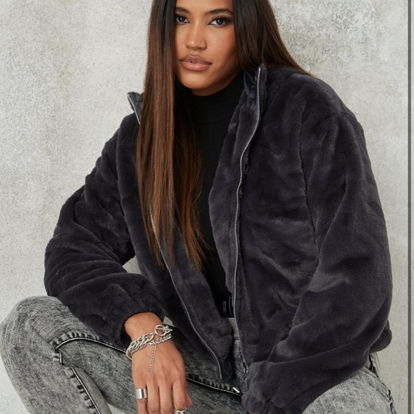 Missguided Jackets & Blazers - Faux Fur Hooded Bomber Jacket